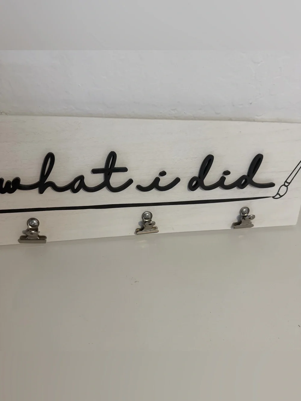 Kirkland Signature White Wall Clip Display with Black Script “Look what I did”